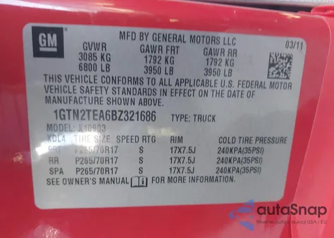 2011 GMC Sierra 1500 Work Truck from USA, damaged, VIN 1GTN2TEA6BZ321686